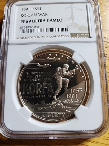 ❤️1991 P $1 Korean War Memorial Commemorative Silver NGC PF69 Ultra Cameo❤️ - Picture 3 of 5