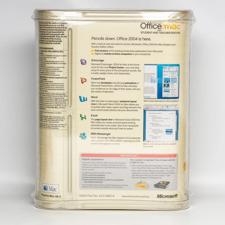 Microsoft Office 2004 for Mac Student Teacher Edition Sealed - Image 3 of 4