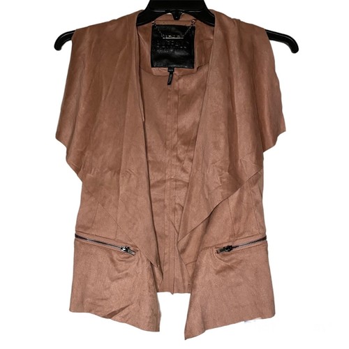 Buffalo David Bitton woman's size XS Layo vegan suede autumn pink open vest