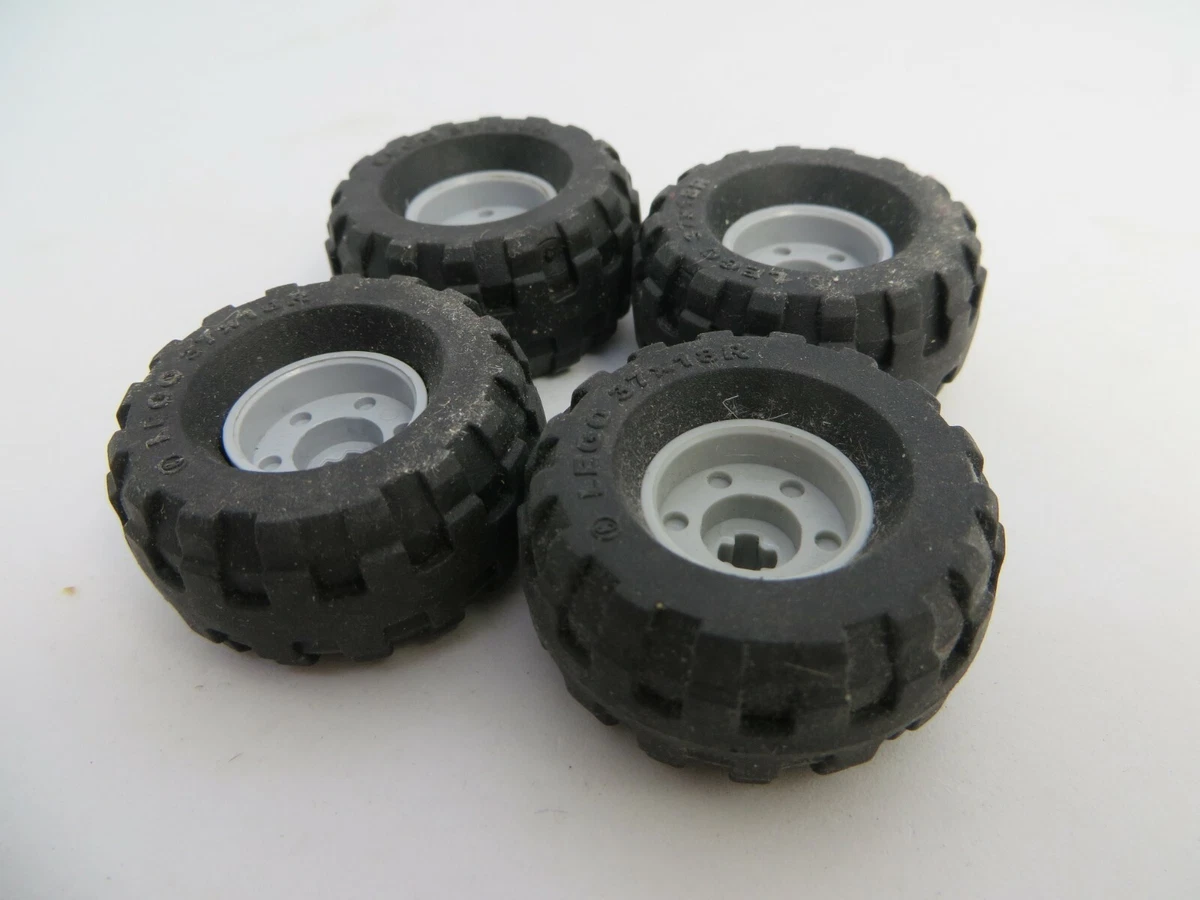 Lego 37x18R WHEEL LOT OF 4 Tires Wheels 55982c04 LIGHT BLUISH