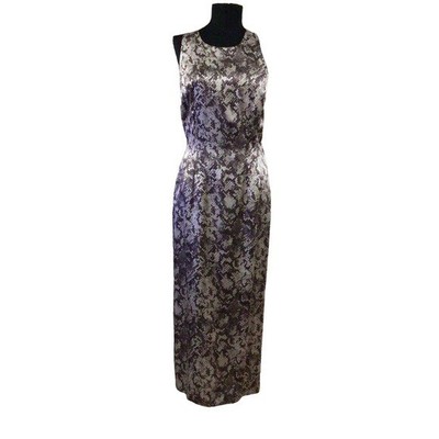 Donna Morgan 100% Silk Snake Print Halter Gown Size 4 Wedding Cocktail Party NWT