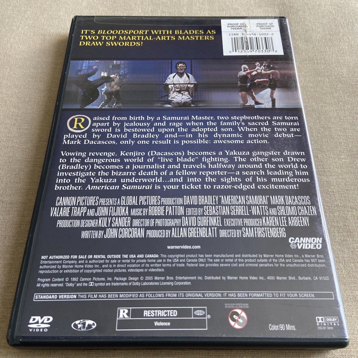 American Samurai (DVD, 1992) David Bradley Mark Dacascos