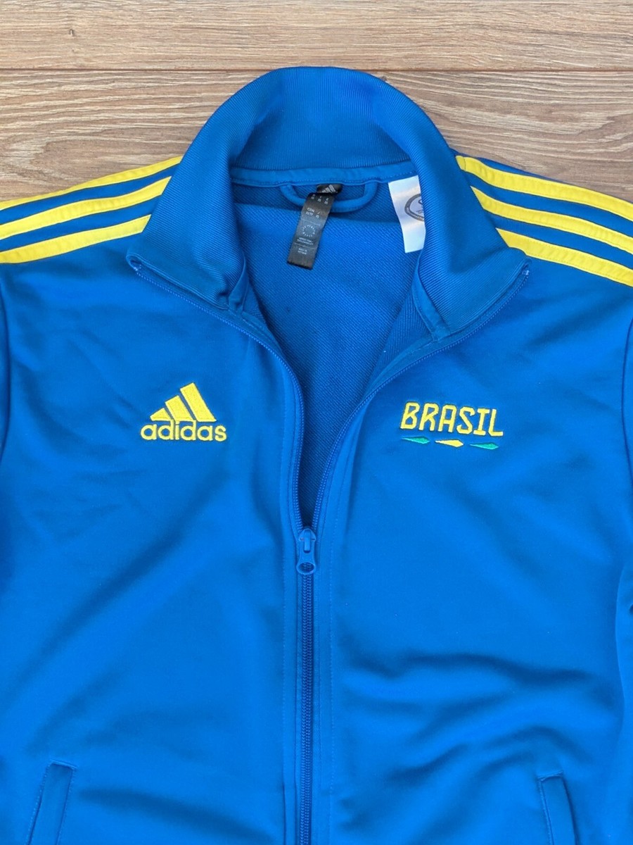 2022 Adidas Brasil Track Jacket Qatar Soccer World Cup Mens Blue