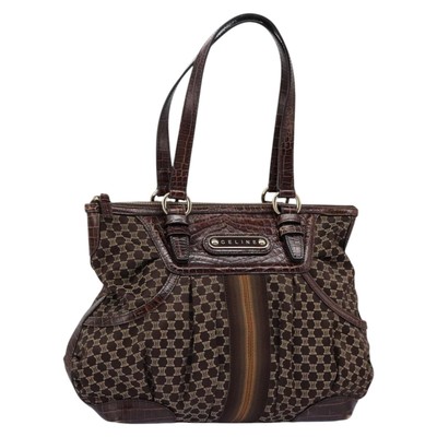 CELINE Macadam Canvas Tote Bag Brown Auth 112843