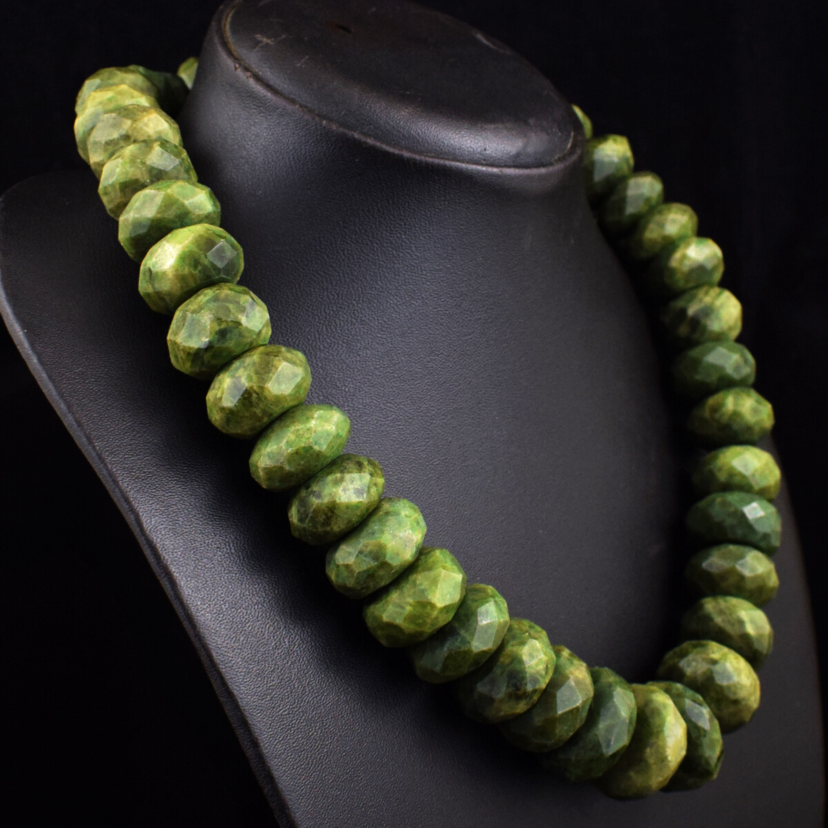 1821 Cts Earth Mined Forest Green Jasper Faceted Beaded Necklace