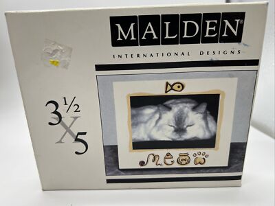 Malden Meow (CAT)  3 1/2 x 5 Wooden Expressions Picture Photo White Frame NEW-p