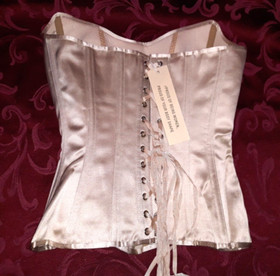 PERFECT CORSET NY Grace Satin Corset Beige Size Small Lace Up Back Girdle NWT