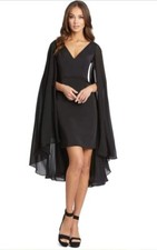 Ieena Mac Duggal Dress NWT Black Short Cape Sleeve Flutter Womens Size 6