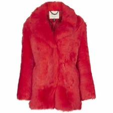 Topshop Premium Rare Pink Toscana Shearling Sheepskin Coat Made In Uk S/m New