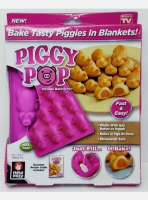Piggy Pop Pigs in a Blanket & Cakes Silicone Baking Mold Pan As Seen On TV ! NEW