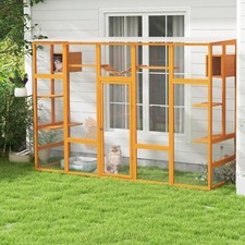 COZIWOW 72 Outdoor Cat Enclosure Large Wooden Cat House Playground 4 Platforms