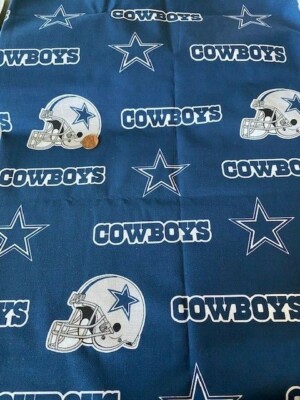 Tissu Imprimé Cowboys Dallas NFL - Flanelle, Motif Rectangle 8.5"x10" - Neuf, Couleur Grise