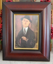 THICK MODERN FRAMED AMEDEO MODIGLIANI COLOR PRINT "PORTRAIT OF PAUL GUILLAUME"