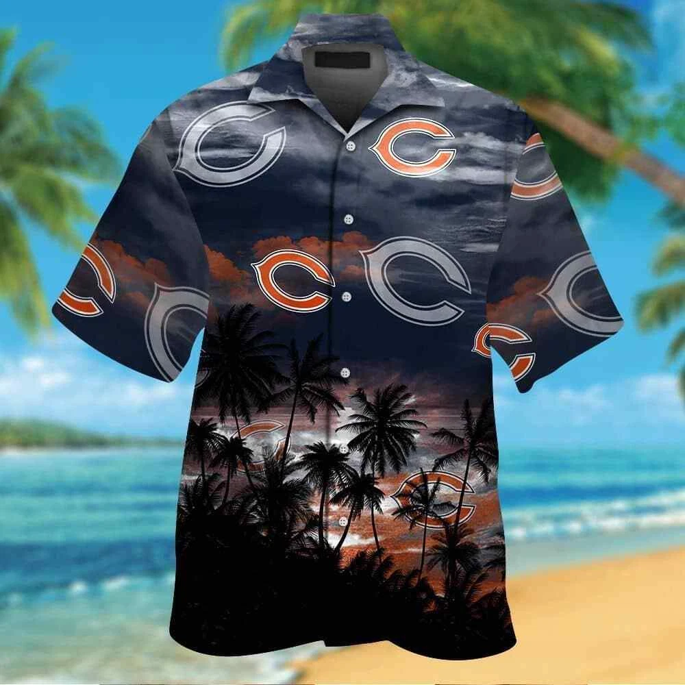 Chicago Bears Short Sleeve Button Up Tropical Hawaiian Shirt
