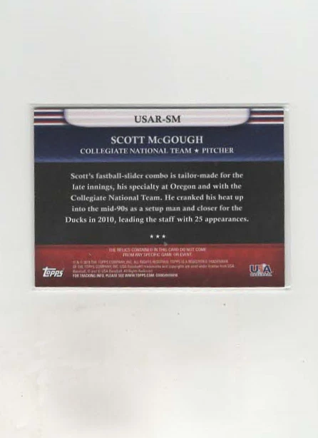 2010 Topps USA Baseball Triple Jersey Scott McGough #USAR-SM - Image 2 of 2