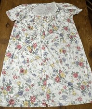 Vintage Vanity Fair House Dress Grannycore Robe Floral Button Up USA Night Gown