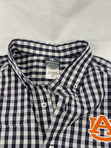 NWT Knights Apparel Mens Auburn University Button Up Long Sleeve Plaid Medium - Picture 3 of 9