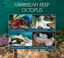 CARIBBEAN REEF OCTOPUS Sea & Marine Life MNH Stamp Sheet 2018 Antigua & Barbuda