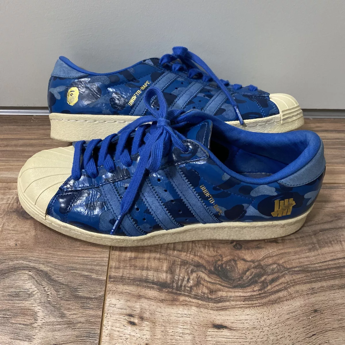 Adidas Bape Undefeated Superstar Collab Blue Camo Men’s Size 8
