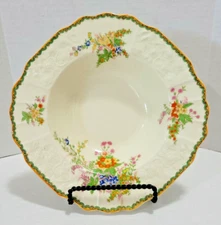 Vtg 1930s Myott Staffordshire England Devon Floral Rimmed Square Bowl 7.75"