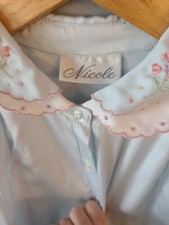 Nicole Womans Vintage Nightgown Small Modest White Ruffles Made USA