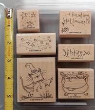 Stampin Up HAUNTING HALLOWEEN. Witch Cat, Cauldron, Frog Spider. From 2007