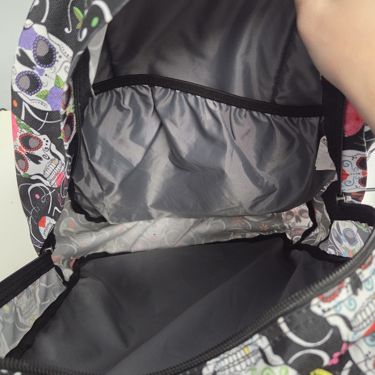 JanSport Black Día de los Muertos Skeleton Print Backpack Jansport Trans Sugar Skull Dia De Los Muertos Backpack  main image 3