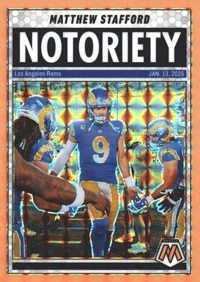2025 Panini Mosaic Orange Fluorescent Notoriety Matthew Stafford #7 Los Angeles