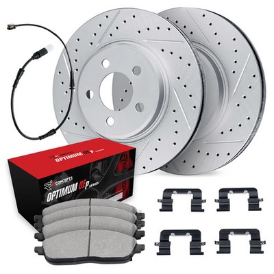 For BMW X5 02-06 R1 Concepts Drilled & Slotted Rear Brake Kit w Optimum Pads