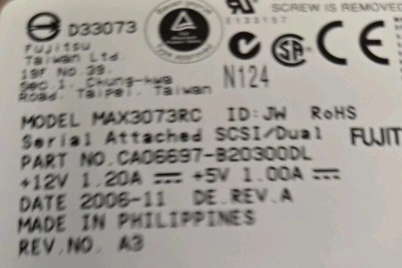 Fujitsu 73GB SAS 15000RPM Hard Drive - MAX3073RC With Caddy - Image 3 of 4