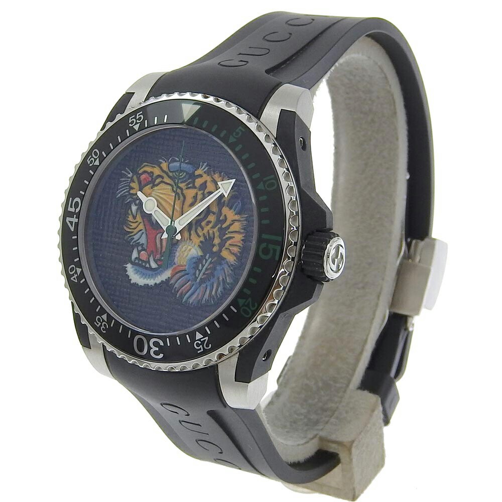 GUCCI 腕時計　ダイブ　タイガー Gucci Dive Tiger Black Dial Black Rubber Strap Watch For Men