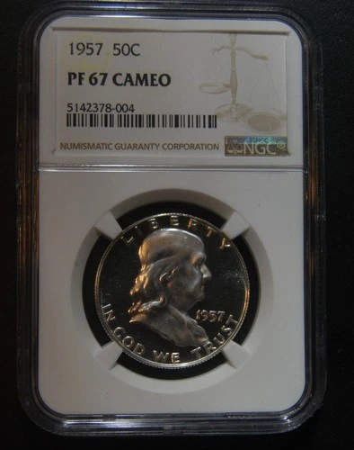 1957 Franklin Half Dollar - NGC PF 67 Cameo