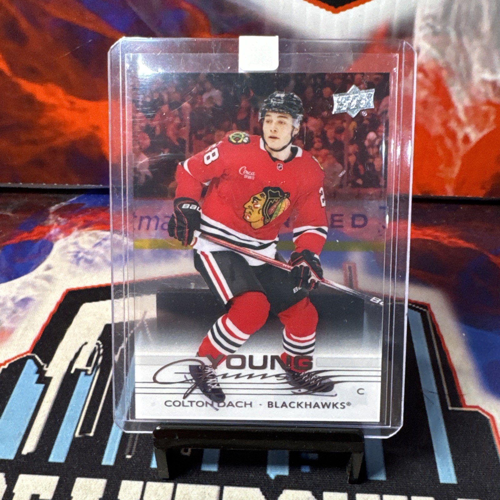2025-26 Upper Deck Series 1 Young Guns Colton Dach #218 Clear Cut SP Blackhawks