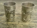 Antique Chinese Export Silver Dragon Shot Cups Pair Zu Wen 足紋 Solid Sterling — photo 2