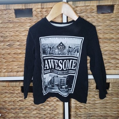 1,5 - 2 Jahre Kurzarm Shirt T-Shirt Oberteil Jungen schwarz NYC Awesome Dude