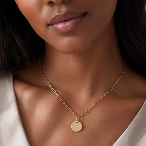 Authentic 16" + 2" 14 Karat Gold Plated Engravable Disc Necklace