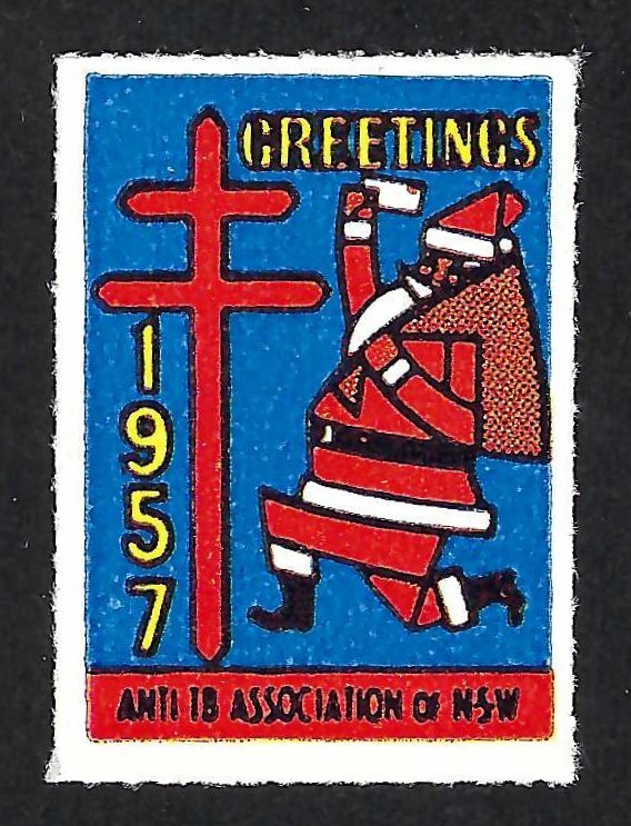 1957 New South Wales Christmas Seal Charity Stamp - Anti-TB - Santa