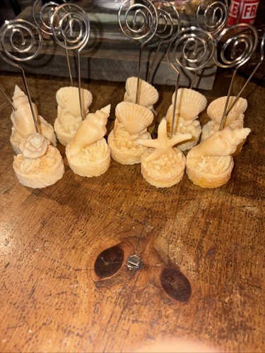 Ten Resin Seashell Starfish Place Card/Photo Holders Measure 4.75 Inches.