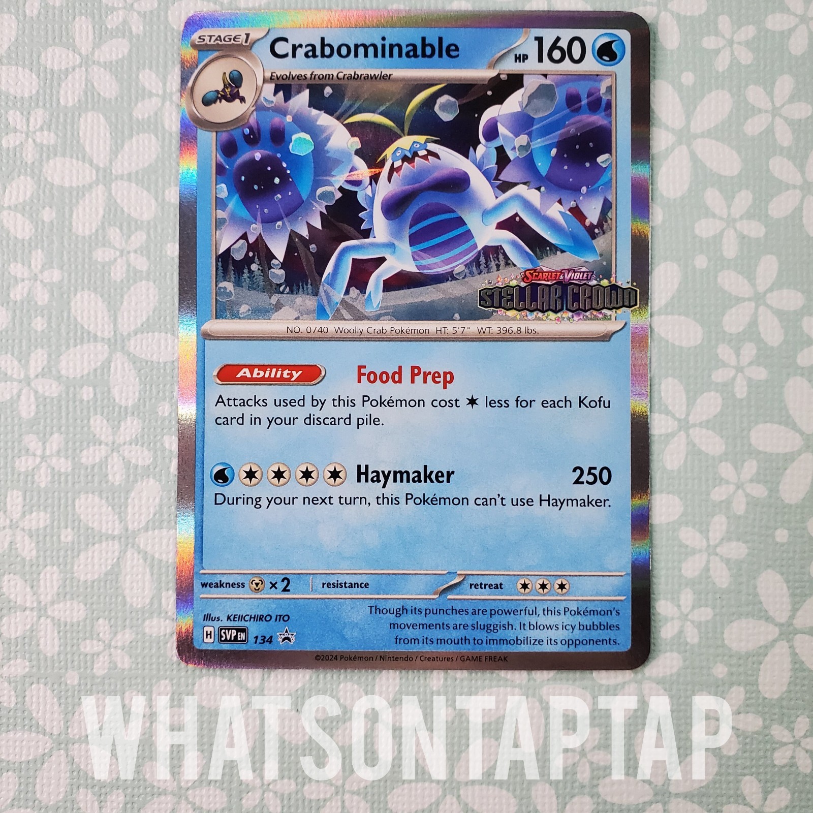 Pokemon Card Crabominable 134 Black Star Promo Scarlet Violet Stellar Crown LP