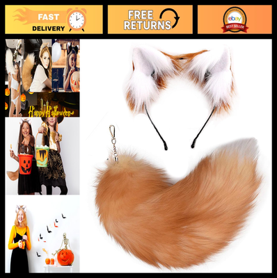 #ad Fluffy Cat Wolf Fox Ears amp; Tail Set for Kids Cosplay Costume Halloween Party $30.99