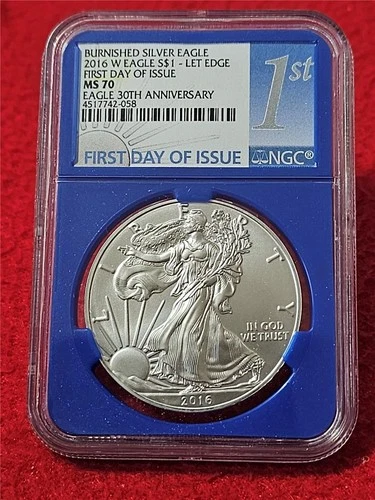 2016-W Silver Eagle Dollar ASE NGC MS 70 BURNISHED 30th ANNIVERSARY FDI  #T1272