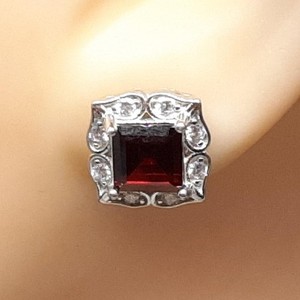 World Class 2.70ctw Garnet & White Sapphire 925 Sterling Silver Stud Earrings