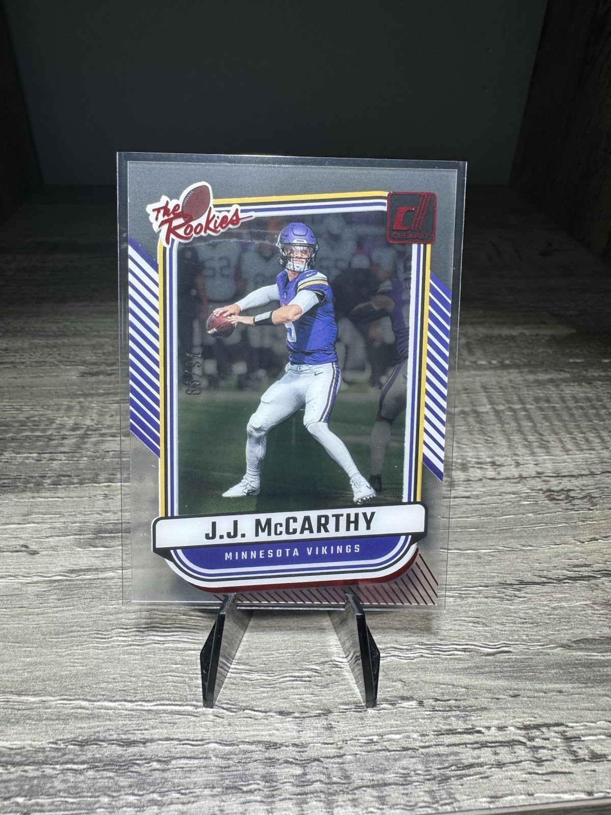 2024 Panini Clearly Donruss Clearly the Rookies J.J. McCarthy #10 Red /99 (RC)