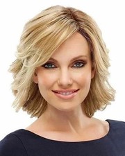100 Human Hair Fashion Women's With Bangs Short Brown Blond Wavy Bob Wigs 12 In