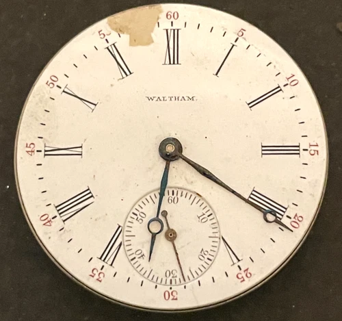 Antique 1902 Waltham Riverside 1899 Pocket Watch Movement Parts/Repair 16s 17j