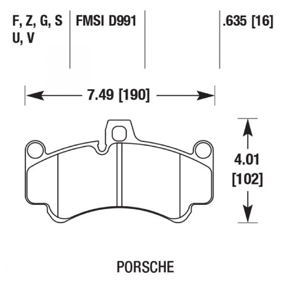 Hawk Performance HB483Z.635 Ceramic Front Brake Pads for Porsche 911 Carrera GT - Imagem 3 de 4