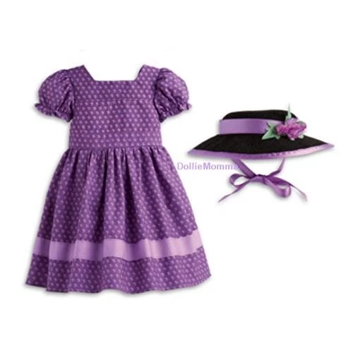 American Girl Addy Sunday Mejor Conjunto ~ Vestido Morado Flor Sombrero ~ Retirado Nuevo en Caja Foto 2 de 4