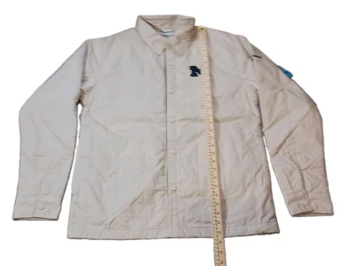 Michigan Wolverines Columbia Quilted Shirt Snap Jacket Tan Mens S Fits M/L NWT image 9