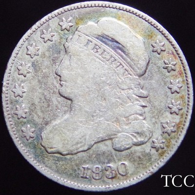 1830 CAPPED BUST DIME ~ COLORFUL TONED ORIGINAL 10c COIN ~ TCC