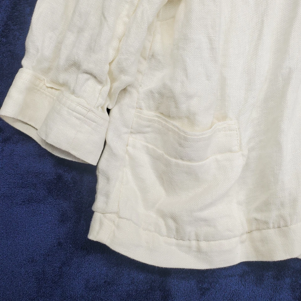 Chaqueta Top Para Mujer 100% Lino XL Marfil Columpio Botón Gran Tamaño Lagenlook Foto 2 de 4